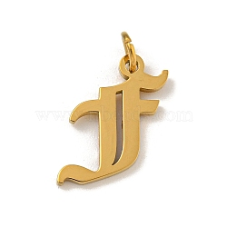 Ion Plating(IP) 304 Stainless Steel Charms, Laser Cut, Golden, Letter Charm, Letter F, 16x13x1.5mm, Hole: 3mm(STAS-I010-01G-F)