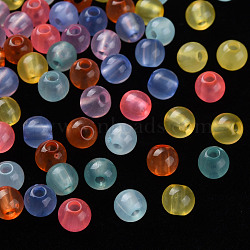 Transparent Acrylic Beads, Round, Mixed Color, 6x5mm, Hole: 1.8mm, about 440pcs/50g(X-MACR-S370-I6mm)