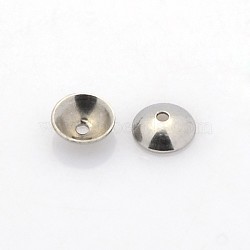 Tarnish Resistant Apetalous Half Round 304 Stainless Steel Bead Caps, Stainless Steel Color, 4x1mm, Hole: 0.5mm(STAS-N039-02)