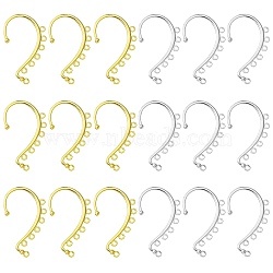 20Pcs 2 Colors Alloy Ear Cuff Findings, with 7 Loops, Ear Wrap Earring Hooks for Non Piercing Earring Making, Golden & Silver, 58x35x2mm, Hole: 2.5mm, 10Pcs/color(PALLOY-CJ0002-62)