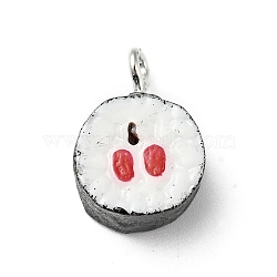 Resin Pendants, Imitation Food, with Iron Loops, Sushi, White, 16.5x11.5x7mm, Hole: 2mm(FIND-B012-06)