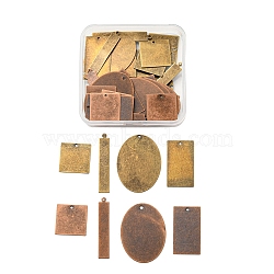 40Pcs 8 Style Metal Tags, Brass Stamping Blank Tag Pendants, Square & Rectangle & Oval, Mixed Color, 20~41x7~30x0.5mm, Hole: 1~1.5mm, 5pcs/style(KK-SZ0002-03)