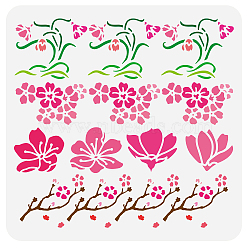 PET Hollow Out Drawing Painting Stencils, for DIY Scrapbook, Photo Album, Sakura Pattern, 30x30cm(DIY-WH0391-0478)