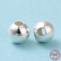 925 Sterling Silver Spacer Beads, Round, Silver, 4mm, Hole: 1.4~1.5mm(STER-L063-01S)