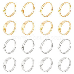 Unicraftale 16Pcs 4 Styles Adjustable 304 Stainless Steel Finger Ring Settings, Loop Ring Base, Golden & Stainless Steel Color, 3~5mm, Hole: 1.2mm, Inner Diameter: US Size 8~8 1/4(18.1~18.3mm), 4pcs/style(STAS-UN0043-38)