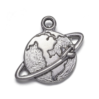 Zinc Alloy Pendants, Lead Free and Cadmium Free, Antique Silver, Earth, 18x18x2mm, hole: 2mm