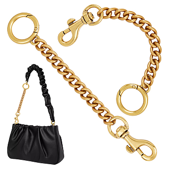 Alloy Bag Curb Chains, Bag Strap Extender, with Swivel Eye Bolt Snap Hook & Spring Gate Ring, Antique Golden, 16cm