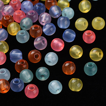 Transparent Acrylic Beads, Round, Mixed Color, 6x5mm, Hole: 1.8mm, about 440pcs/50g