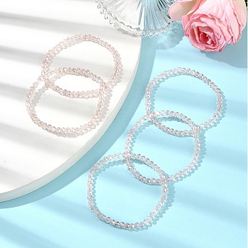 5Pcs Glass Beaded Stretch Bracelet Sets, 
Stackable Bracelets for Women, Misty Rose, Inner Diameter: 2 inch(5.2cm), 5pcs/set