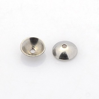 Apetalous Half Round 304 Stainless Steel Bead Caps, Stainless Steel Color, 4x1mm, Hole: 0.5mm