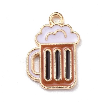Alloy Enamel Pendants, Jewelry Accessory, Light Gold, Beer, Moccasin, 19x13x1.5mm, Hole: 1.2mm