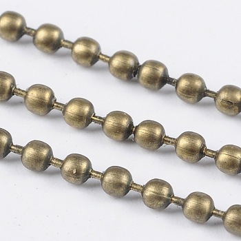 Iron Ball Chains, Soldered, Lead Free and Nickel Free, Antique Bronze Color, with Spool, Bead: about 2mm in diameter, about 328.08 Feet(100m)/roll