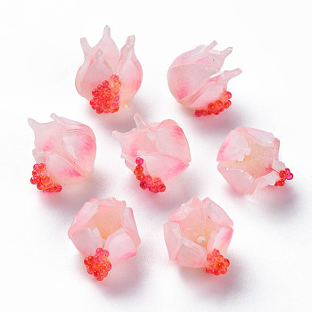 Plastic Beads, Pomegranate, Pink, 15~16x15.5~17x13~14mm, Hole: 1.4mm