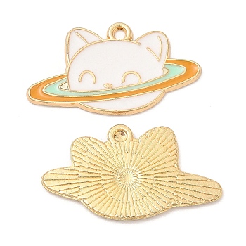 Cute Alloy Pendants, with Enamel, Golden, Cadmium Free & Lead Free, Cat Shape Charms, Colorful, 16.5x29x1mm, Hole: 1.6mm