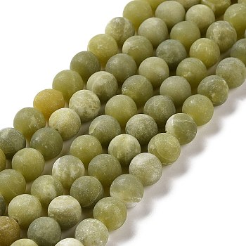 Round Frosted Natural TaiWan Jade Bead Strands, 8mm, Hole: 1mm, about 46pcs/strand, 15 inch