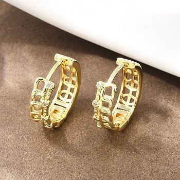 Brass Hoop Earrings, Chain Charm, Real 18K Gold Plated, 14.5x15.5x4.5mm