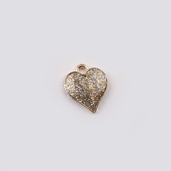 Alloy Enamel Pendants, Heart, Light Gold, Old Lace, 17x15mm, Hole: 1.5mm