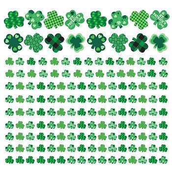 PVC Wall Stickers, Wall Decoration, for Saint Patrick's Day, Clover Pattern, 390x900mm, 2 Style, 1pc/style, 2pcs/set