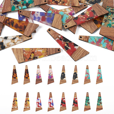 Mixed Color Trapezoid Resin+Wood Big Pendants