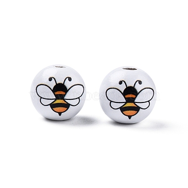 Bees Theme Printed Wooden Beads(WOOD-D006-05)-2