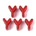 Opaque Acrylic European Beads, Large Hole Beads, Letter Y, Crimson, 21x16x13.5mm, Hole: 6mm, about 269pcs/500g(OACR-M027-01Y-15)