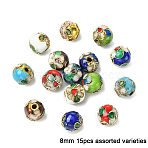15Pcs Handmade Cloisonne Beads, Round, Mixed Color, 8mm, Hole: 2mm, 15pcs/set(CLB-YW0001-01A)