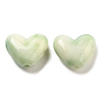 Imitation Gemstone Acrylic Beads, Heart, Light Green, 15x17x7mm, Hole: 2mm, 439pc/500g(OACR-U005-07E)