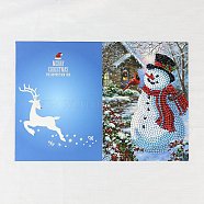 DIY Christmas Greeting Card Diamond Painting Kit, Including Envelope, Resin Rhinestones Bag, Diamond Sticky Pen, Tray Plate and Glue Clay, Snowman, 180x130mm(DIAM-PW0009-23H)