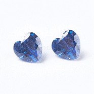 Cubic Zirconia Pointed Back Cabochons, Heart, Faceted, Medium Blue, 5x5x3mm(ZIRC-WH0001-C01)