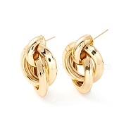 Interlocking Rings Dangle Stud Earrings for Women, Real 18K Gold Plated, 32x24mm, Pin: 1mm(EJEW-I260-17G-NR)
