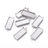 201 Stainless Steel Pendant Cabochon Settings, Plain Edge Bezel Cups, Rectangle, Stainless Steel Color, Tray: 25x10mm, 30x11x2mm, Hole: 2mm(STAS-F222-027)
