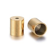 Ion Plating(IP) 304 Stainless Steel Cord Ends, End Caps, Column, Golden, 5x4mm, Hole: 1.5mm, Inner Diameter: 3mm(STAS-H467-09G-3mm)