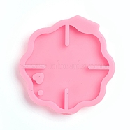 DIY Silicone Pendant Molds, Resin Casting Molds, For UV Resin, Epoxy Resin Jewelry Making, Flower, Pink, 77x74x10mm, Hole: 4mm, Inner Size: 66x63mm(DIY-WH0163-89)