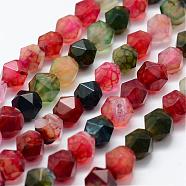 Natural Agate Beads Strands, Faceted, Round, Dyed, Mixed Color, 8x7mm, Hole: 1.5mm, about 49pcs/strand, 14.9 inch(38cm)(G-K184-04D)