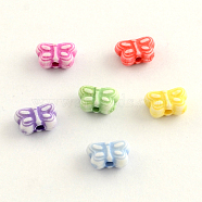 Craft Style Colorful Acrylic Beads, Butterfly, Mixed Color, 5.5x8x4mm, Hole: 2mm(X-MACR-Q153-M037)