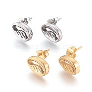 304 Stainless Steel Stud Earrings, Hypoallergenic Earrings, with Ear Nuts, Cowrie Shell Shape, Mixed Color, 11.5x8x2.5mm, Pin: 0.6mm, 6pairs/card(EJEW-I235-11A)