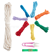 DIY Rainbow Knitting Crochet Tapestry Kit, 8 Colors Cord, with Scissor, Ruler, Mixed Color, 9.5x2.7x0.5cm(DIY-WH0257-11)
