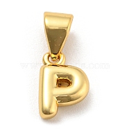 Brass Charms, Real 18K Gold Plated, Long-Lasting Plated, Lead Free & Cadmium Free, Letter Charm, Letter P, 9x6x2.5mm, Hole: 5x3.5mm(KK-Z027-14G-P)