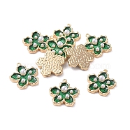 Enamel Pendants, with Brass Findings and Acrylic Pearl, Real 18K Gold Plated, Flower, Green, 16.5x15x4mm, Hole: 1mm(KK-G377-05G-04)