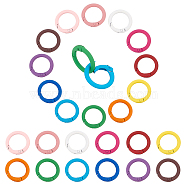 Elite 24Pcs 12 Colors Spray Painted Alloy Spring Gate Rings, Round Ring, Mixed Color, 7 Gauge, 25x3.5mm, Inner Diameter: 17.5mm, 2pcs/color(FIND-PH0009-68)
