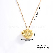 European and American Fashion Heart Shaped Brass Crystal Rhinestone Locket Pendant Necklaces, with Cable Chain for Women Girl, Triangle, 15.75 inch(40cm)+5cm(CW4614-4)