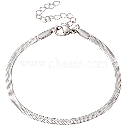 1Pc 304 Stainless Steel Herringbone Chains Bracelets for Men Women, Stainless Steel Color, Wide: 3mm, 6-1/2 inch(16.5cm)(BJEW-DJ0001-56)