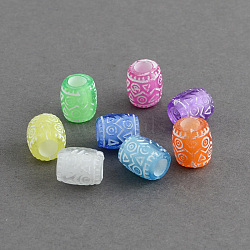 Transparent Acrylic European Beads, Barrel, Large Hole Beads, Mixed Color, 9x8mm, Hole: 4mm, about 1680pcs/500g(OPDL-R112-M)