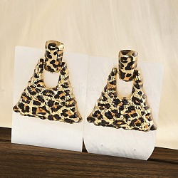 Leopard Print Alloy Dangle Stud Earrings, Golden, Triangle, 60x52.5mm(EJEW-K304-01D-G)