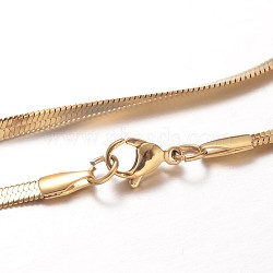 304 Stainless Steel Snake Chain Necklaces, with Lobster Claw Clasps, Golden, 17.7 inch(45cm), 3~3.3x0.7mm(NJEW-F195-01B-G)