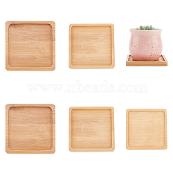 AHADEMAKER 6Pcs 3 Style Bamboo Saucer for Succulent Planter Pots, Serving Tray, Square, Peru, 80~100x80~100x9mm, 2pcs/style(AJEW-GA0005-39)