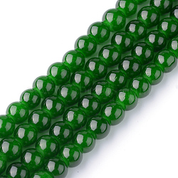 Imitation Jade Glass Beads Strands, Spray Painted, Round, Green, 8mm, Hole: 1.3~1.6mm, about 100pcs/strand, 31.4 inch(DGLA-S076-8mm-15)