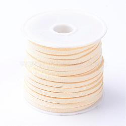 Faux Suede Cord, Faux Suede Lace, Lemon Chiffon, 5x1.5mm, about 5.46 yards(5m)/roll, 25rolls/bag(LW-R003-5mm-1124)