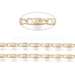 Real 18K Gold Plated Brass Bar Link Chains, with Spool, Soldered, 7x2.3x1mm, about 32.8 Feet(10m)/roll(CHC-R126-08G)