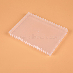 Rectangle Polypropylene(PP) Bead Storage Container, with Hinged Lid, Rectangle, White, 18.4x13.3x1.7cm(CON-F024-01)